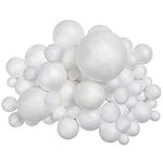 BELLE VOUS 88 Pack White Polystyrene Balls - 6 Sizes Styrofoam Balls - Solid Sphere Foam Balls for DIY Arts & Crafts, School Projects & Modeling, Party Decorations, Christmas, Household