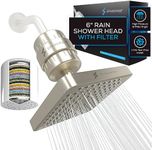 SparkPod Luxury Filtered Shower Head Set 23 Stage Shower Filter - Reduces Chlorine and Heavy Metals - High Pressure Showerhead Filter (6" Square, Elegant Brushed Nickel)