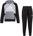 adidas Boys Color Block French Terry Jacket Set, Black, 4