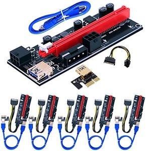 BTBcoin PCI-E Riser 009S GPU Riser Adapter Card PCIE X1 to X16 Extender PCI-Express Riser Cable for Bitcoin Litecoin ETH Coin Mining - 6 Pack