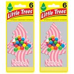 Little Trees Cardboard Hanging Car, Home & Office Air Freshener, Bubble Gum (Pack of 12)