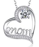 Love Heart Pendant Mom Necklace for Mom Birthday Gifts from Daughter Son Sterling Silver Love Heart Pendant Necklace Fine Jewelry