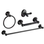 4 Piece Bathroom Accessory Set(Adjustable Towel Bar, Towel Ring, Toilet Paper Holder,Towel Robe Hook), Wall Mounted Bathroom Hardware Accessories Set,Oil Rubbed Bronze