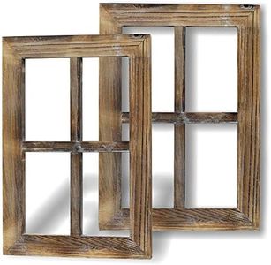 Greenco Wooden Rustic Mount Brown Window Frames Vintage Western Country Farmhouse Wall Art Decor - Set of 2 | Home Decor | Great for Living Room, Bathroom, and Bedroom