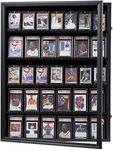 KCRasan 35 Graded Sports Card Display Frame -Baseball Card Display Case Lockable - Trading Card Collector Wall Display Holder for Basketball Football Hockey Cards, 98% UV Protection Acrylic (Black)