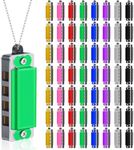 Ecally 64 Pcs Mini Harmonica Necklace Cute 4 Hole 8 Tone Necklace Adorable Adults Kids Harmonica Portable Music Party Favors Music Instrument, 8 Colors