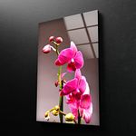 Myphotostation Orchid Wall Art Tempered Glass Wall Art 35.5Hx24W'' Floral Wall Art Decor Glass Printing Large Wall Art for Living Room Floral Wall Decor Stained Flower Wall Art