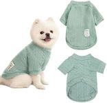 Winmany Small Medium Dogs Sweater Cat Winter Turtleneck Clothes Chihuahua Yorkie Puppy Solid Color Outfit (Green, S)