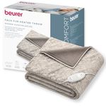 Beurer HD 75 Nordic electric blanket,cosy heated blanket in faux fur look, with 6 temperature settings, machine washable at 30 °C,electric blanket with automatic switch-off, beige/brown, 180 x 130 cm