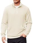 COOFANDY Men's Quarter Zip Up Pullover Long Sleeve Slim Fit Polo Sweatshirt Casual Mock Neck Sweaters with Pocket