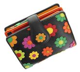 VISCONTI Daisy Collection Sunshine Ladies Leather Purse with Tab Closure RFID Blocking DS80 Black