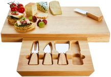 Occassion XL Wooden Cheese Board Gift Set & Stainless Steel 4 Piece Cheese Knife Set - Gift Boxed