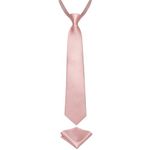 DiBanGu Boys Pretied Adjustable Necktie Plaid Blush Tie and Pocket Square for School Uniforms Graduation Wedding