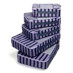 TravelWise Luggage, Navy Stripes, 1 Small, 2 Medium, 2 Large, Packing Cubes