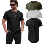 Mancozy T Shirts Casual Hipster Hip Hop Longline Crewneck Tee Shirts 2X-Large