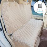 Bark Lover Dog Car Seat Cover for Back Seat Waterproof Backseat Protector, Nonslip Rear Seat Cover for Kids,Universal Size Fits Cars Trucks SUVs (Beige)