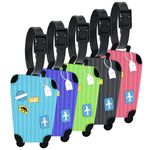 Storite Pack of 5 Luggage Tags, with Silicon Strap Travel Bag Tags for Easily Identification of Bags (Multicolour)