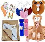 First Kick New Born Baby Gift Set Combo Pack for Baby Boys and Baby Girls Pack of 11 Pcs Camel Monkeys Brown