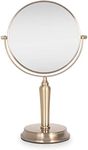 Zadro Anaheim 8.75” Round Non-Lighted Makeup Mirror 5X 1X Magnifying Makeup Mirrors Rotating Head Makeup Mirror for Desk