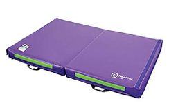 Tumbl Trak Folding Practice Mat, Non-Skid Mat Crash Pad Landing Mat for Gymnastics, Cheerleading, Dance and Martial Arts, 1.2 m x 1.8 m x 15 cm, Purple Vinyl and Lime Green Breather Mesh