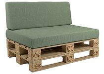 POKAR Euro Pallet Seating Set of 2: 1x seat cushion 120x80cm + 1x back cushion 120x40cm, cold foam, removable covers, Home Garden Furniture DIY, indoor outdoor pillow, without pallets, Green