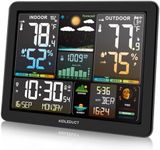 KIDLEDUCT Weather Station Wireless Indoor Outdoor Thermometer, 8.5" Large Color Atomic Clock with Sunrise Sunset Time, 5 Levels of Backlight, Weather Forecast/Barometer Run Chart, Moon Phase, Tide