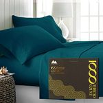 Mayfair Linen 100% Egyptian Cotton Queen Size Sheet Set - 1000 Thread Count Sateen Weave - 4 Pc Set - Ultra Luxury Bed Sheets - Extra Deep Pocket - Easy Snug Fit - Silky Soft & Thick Cotton - Teal