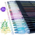 AKARUED Doodle Dazzle Markers Pens Sets:21 Colors Glitter Outline Markers Self-Outline Metallic Marker, Double Line Metallic Shimmer Marker Paint Pen for Art Painting, Drawing, Writing for Adult, Kid