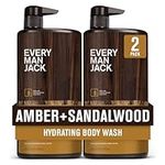 Every Man Jack Nourishing Amber + Sandalwood Mens Body Wash for All Skin Types - Cleanse, Nourish, and Hydrate Skin with Naturally Derived Coconut, Glycerin - 1000 mL - 2 Bottle