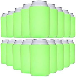 TahoeBay Blank Beer Can Cooler Sleeves (25-Pack) Bulk Sublimation Blanks for Vinyl Plain Soft Foam Can Sleeves Coolers for Soda Cans & Bottles Black, White, Assorted Solid Color (Neon Green)