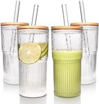 ANOTION Glass Cups with Lids and St