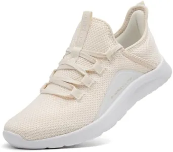ALEADER Women's Fashion Walking Sneakers Running Athletic Shoes for Tennis Cloud Comfort Lace up Breathable Beige 10 M US Women