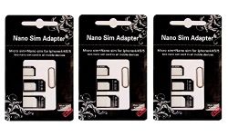 River Eletronic Set of 3 Nano Sim Adapter and Micro Sim Adapter and Nano to Micro Adapter with a Sim Card Folder and a Needle Three pack