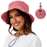 MIDNIGHTSUN Waterproof Bucket Hat Women Packable Outdoor Fishing Hat Lightweight Men UV Protection Summer Sun Hat （Watermelon Red, One Size