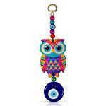 VKORA Multi Colored Owl Shaped Blue Evil Eye Hanging for Car Home & Office Decor