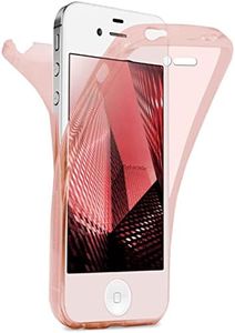 MoEx Coque Double en Silicone Transparent Compatible avec Apple iPhone 4s / iPhone 4, Housse de Protection complète des 2 côtés, Coque de téléphone Portable Avant et arrière - Rose