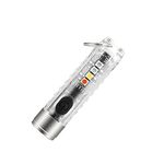 Super Mini Keychain LED Flashlight, Rechargeable 400 Lumen Pocket Flashlight, White/UV/Red Light 10 Lighting Modes, Lightweight, IP65 Waterproof Portable Tiny Small Torch for Walking Camping Emergency