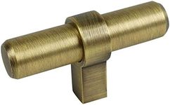 10 Pack - Cosmas 181BAB Brushed Antique Brass Cabinet Bar Handle Pull Knob - 2-3/8" Long