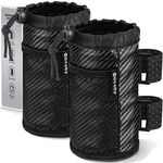 GEARV 2Pack Cup Holder for Bike,Scooter and Wheelchair,Water Bottle UTV/ATV,Walker,Golf Cart Beach,Universal Drink Accessories with Net Pocket Cord Lock (Carbon Fiber),Carbon Fiber Black