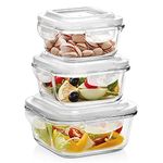 Borosil Glass Container Set, Set of 3 (320ml, 520ml & 800ml), Transparent