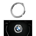 BLINGOOSE For BMW Accessories Sparkle Steering Wheel Emblem Sticker Applies to BMW 2 3 6 Series X1 X2 X3 X4 X5 X6 X7 E30 E34 Bling Rhinestones Silver 1PC