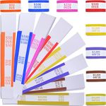 Pack of 400 Money Bands for Cash, Currency Straps, Money Straps for Bills, Dollar Bill Wrappers to Organize Cash - Self-Adhesive Money Band, 8 Colors - 50 of Each Denomination