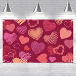 Lofaris Pink Love Heart Banner Valentines Day Early 2000s 80s 90s Photoshoot Backdrop Happy Galentine's Day Background Wedding Bridal Shower Photography 70.8x43.3(inch)