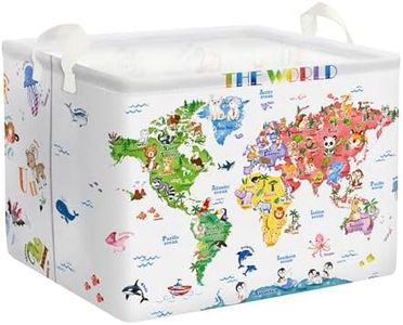 Clastyle Cestino Portaoggetti Cartoon Animali Dell'alfabeto Ceste per la Biancheria Pinguini Tigri Delfino Elefante Procione Colorato Giocattoli Rettangolare per Camera dei Bambini, 40x30x30 cm