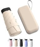 TEKCOOL Travel Mini Folding Compact Umbrella with Case, Manual Open 6 Ribs Lightweight Portable, Small Sun & Rain Pocket Umbrella for Girls and Women- Use in Rain & Summer(Beige)''