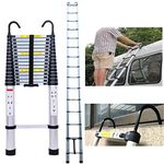 Autofather 6.2m Telescoping Ladder w/Detachable Safety Hook, Aluminum Telescopic Ladder Extension Tall Multi Purpose Loft Ladder, 150kg/330lb Capacity, Safe & Compact