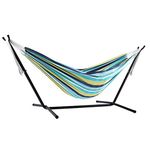 Vivere Double Cotton Combo Hammock with Stand, Cayo Reef
