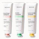 Boka Fluoride Free Toothpaste - Nano Hydroxyapatite, Remineralizing & Whitening - Dentist Recommended for Adult, Kids - Ela Mint, Coco Ginger, Lemon Lavender Flavor, 4oz (113g) 3Pk - US Manufactured