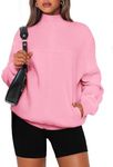 PRETTYGARDEN Women's 2024 Fall Fashion Full Zip Up Sweatshirt Long Sleeve Loose Fit Trendy Casual Jacket with Pockets (Pink,Medium)