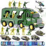 Doloowee 14 In 1 Military Trucks Toys for 3 Year Old Boys,Toy Cars with Soldier Men and Army Tanks,Age 3-5 Toddlers Birthday Gift with Light and Sound